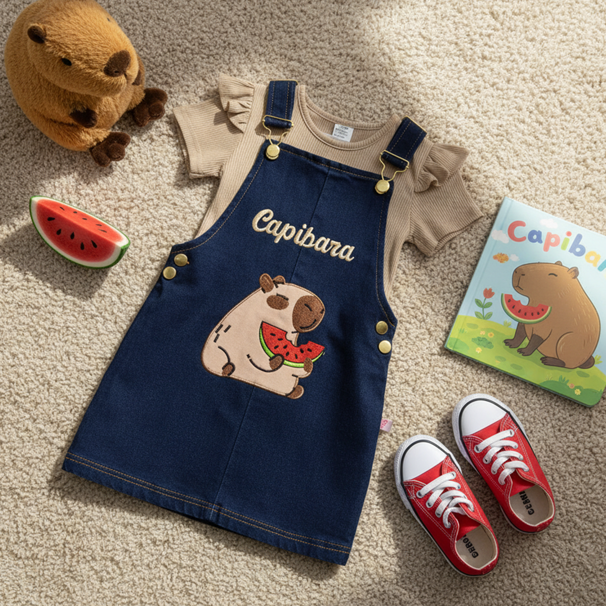 Jumper de mezclilla con playera y bordado de capibara | JUNI0002P04 | tallas ch-m-gr