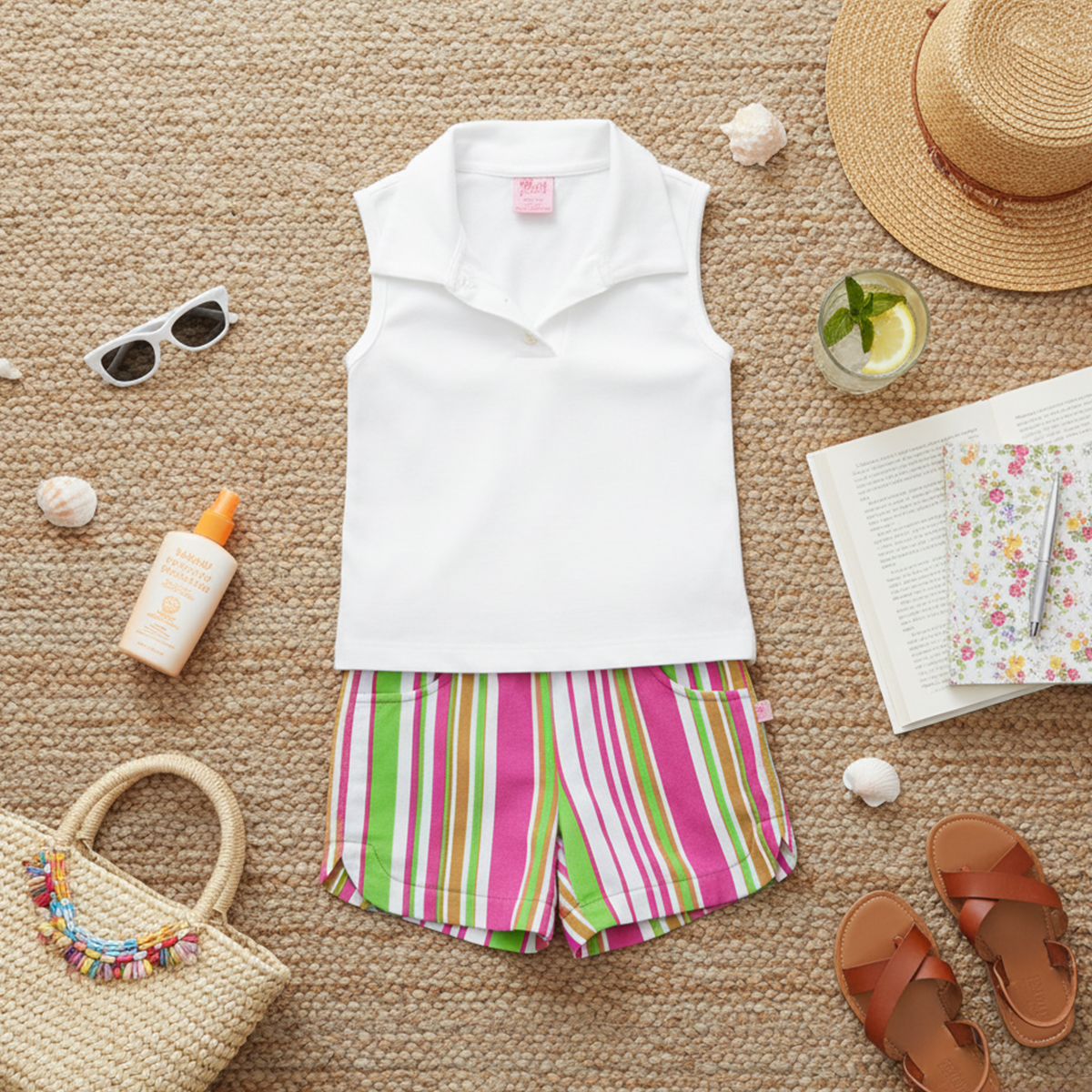 Conjunto de Short rayado con blusa | CONI0035 | tallas ch-m-gr