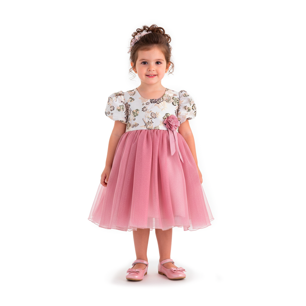 Vestido de jacquard floreado • ROSELIA 1 • tallas 1-2-3 • VEBB0139
