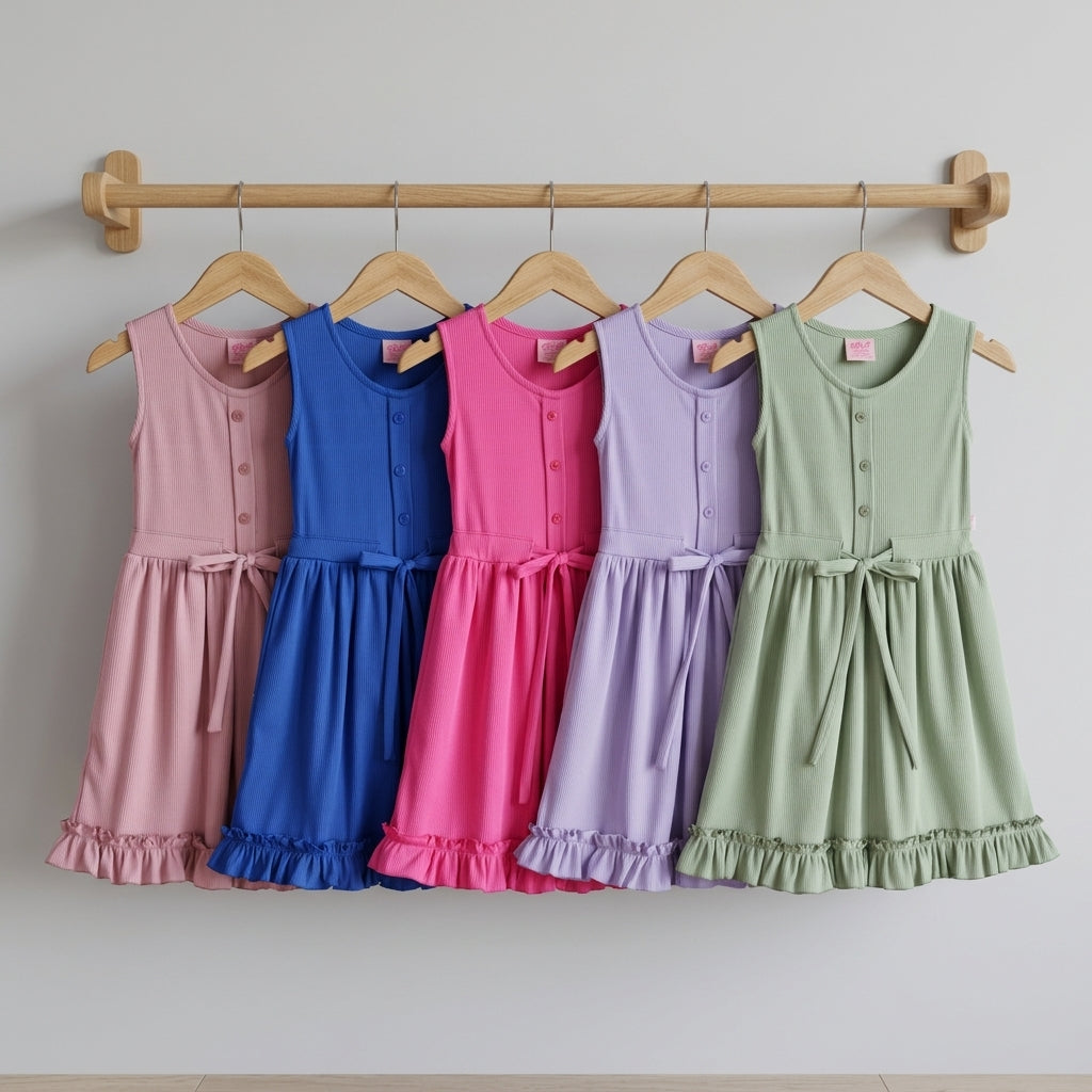 Vestido con botones y moño  •  4 a 11 años  • Natali 11