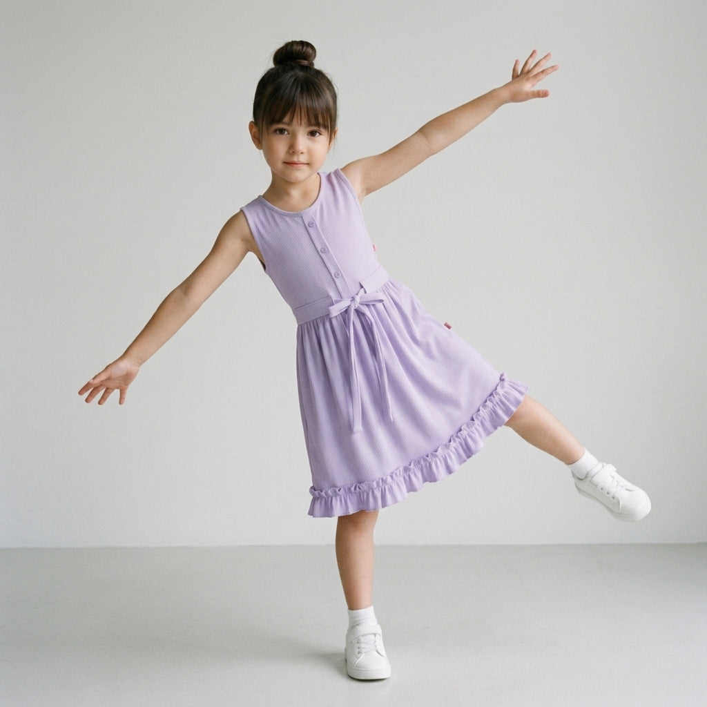 Vestido con botones y moño  •  4 a 11 años  • Natali 11
