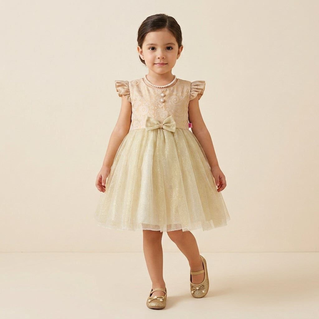 Vestido de satin floreado con moños  •  1 a 3 años  • Elena 4