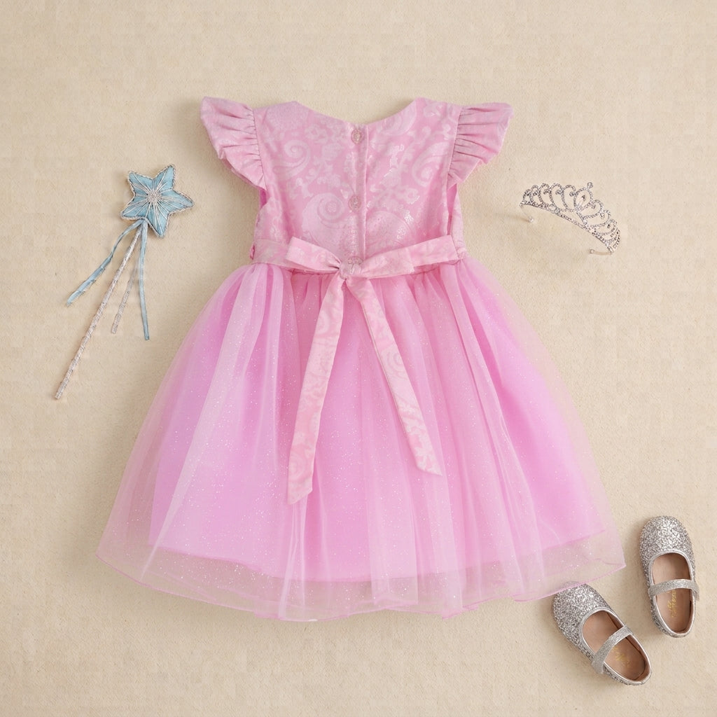 Vestido de satin floreado con moños  •  1 a 3 años  • Elena 4