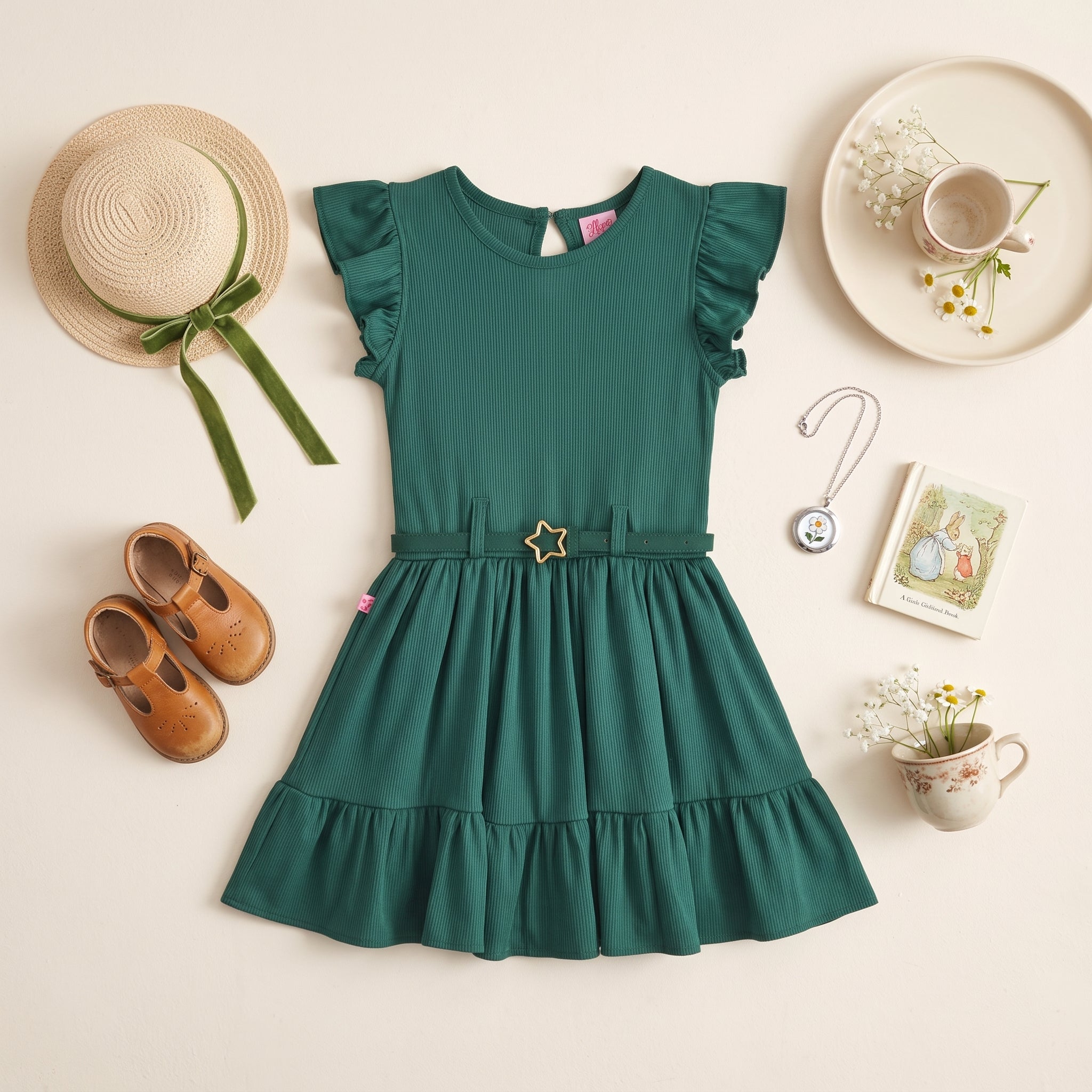 Vestido con cinturón y olanes • tallas ch-m-g • Natali 5