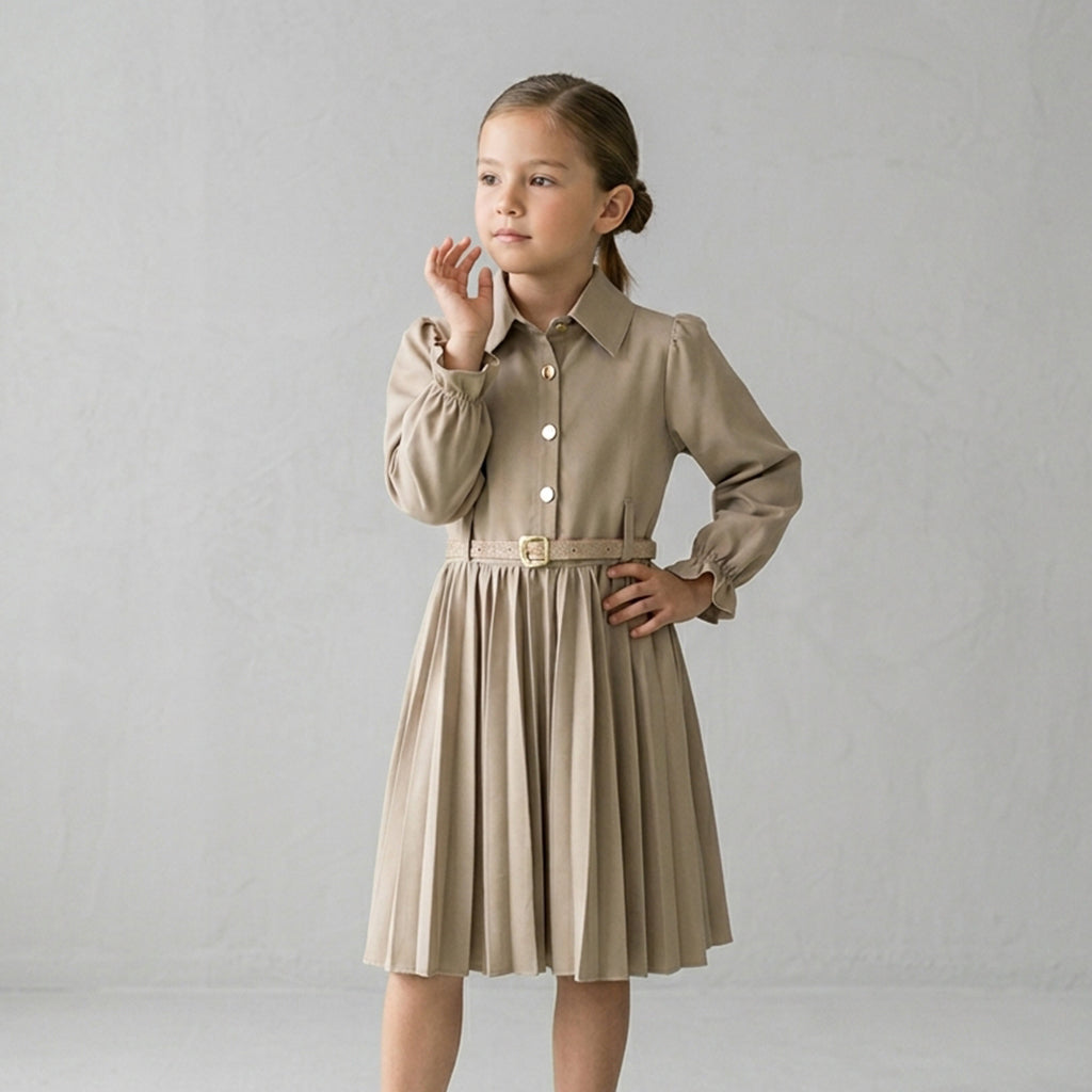 Vestido tableado con cinturón • MILA 11 • tallas ch-m-gr-xg • VENI0117