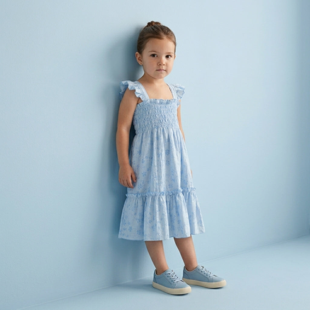 Vestido flores con olanes en hombros • 1 a 3 años • Paty 1