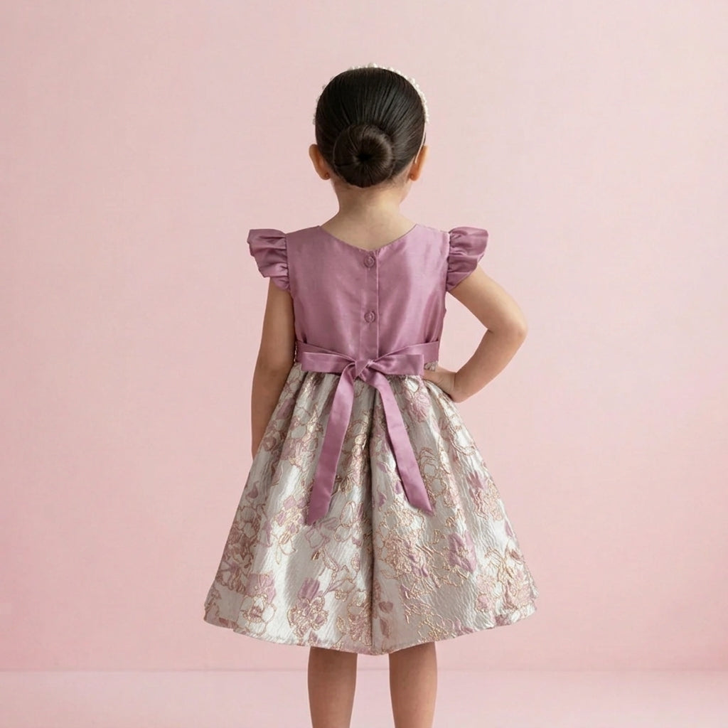 Vestido satinado con jacquard floral •  1 a 3 años  • Roselia 2