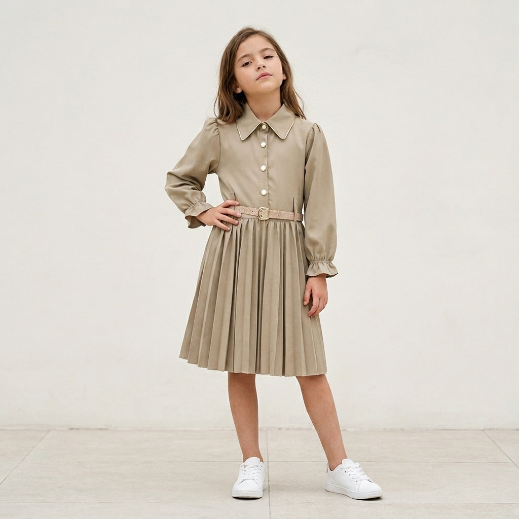 Vestido tableado con cinturón • MILA 11 • tallas ch-m-gr-xg • VENI0117
