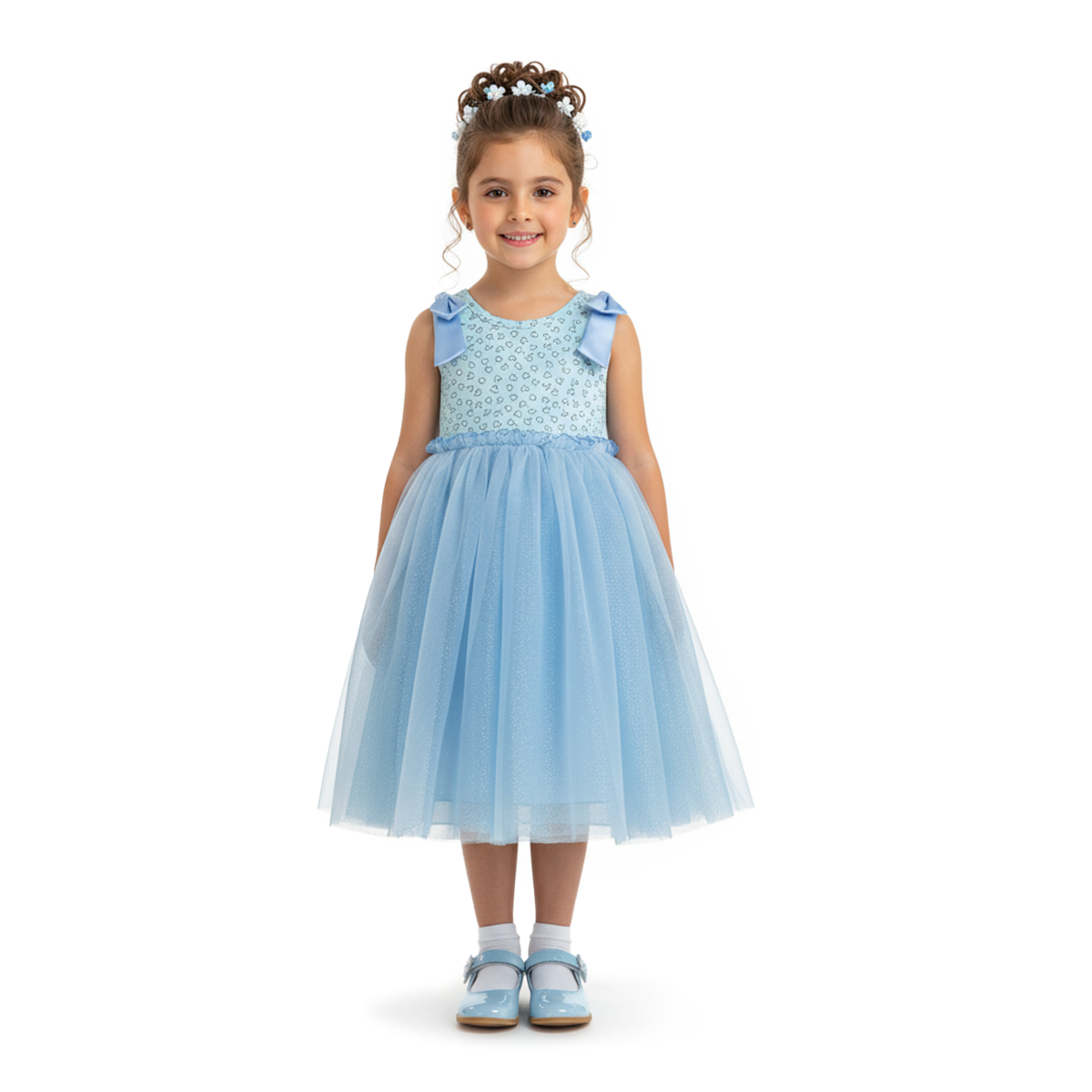 Vestido de fiesta de corazones con falda de tul glitter | VENI0206C | tallas ch-m-g