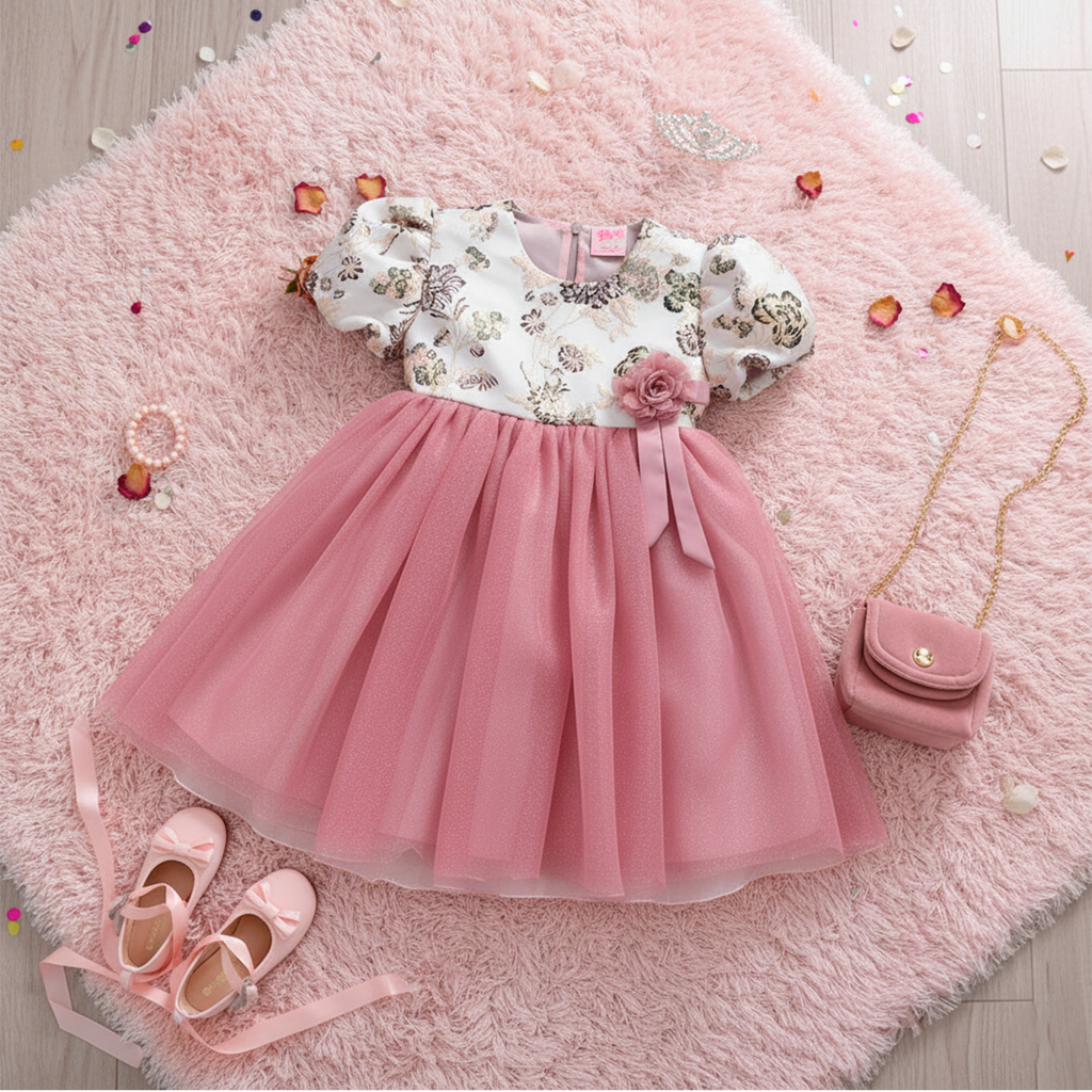 Vestido de jacquard floreado • ROSELIA 1 • tallas 1-2-3 • VEBB0139