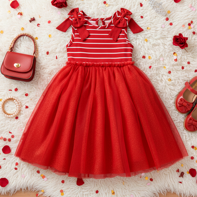 Vestido rayado con tul • NATALI 20 •   tallas ch-m-gr • VENI0206B