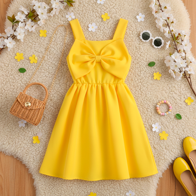 Vestido infantil elegante con falda circular y moño | VENI0152 | tallas ch-m-gr
