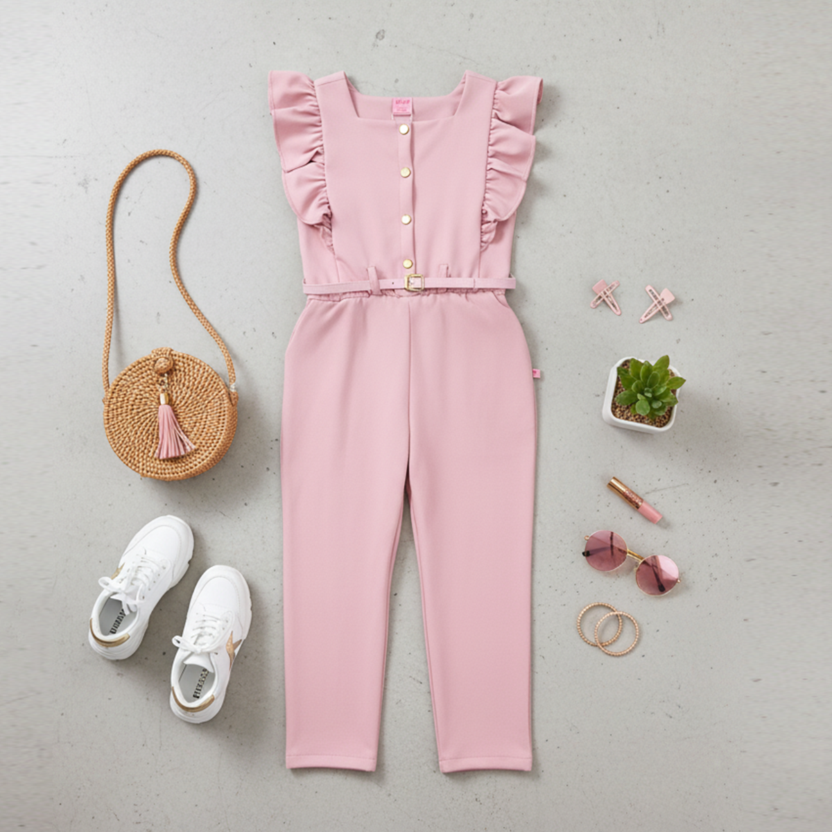 Mono con cinturón y botones niña | JSNI0002 | tallas ch-m-gr