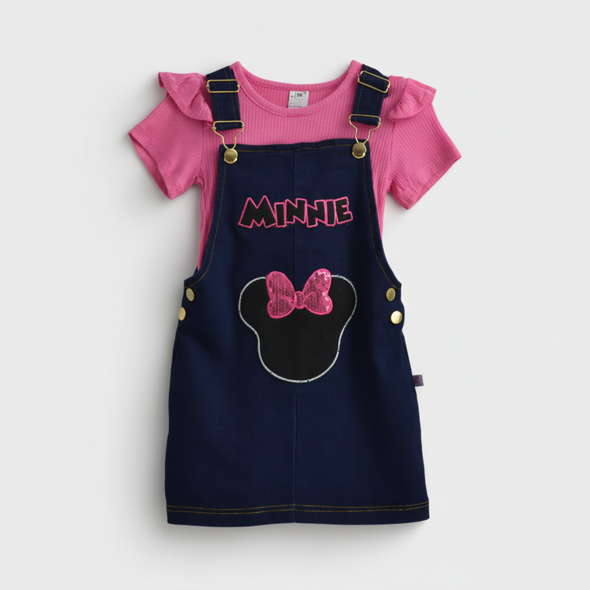 Jumper de mezclilla con playera y bordado de Ratoncita | JUNI0002P02 | tallas ch-m-gr