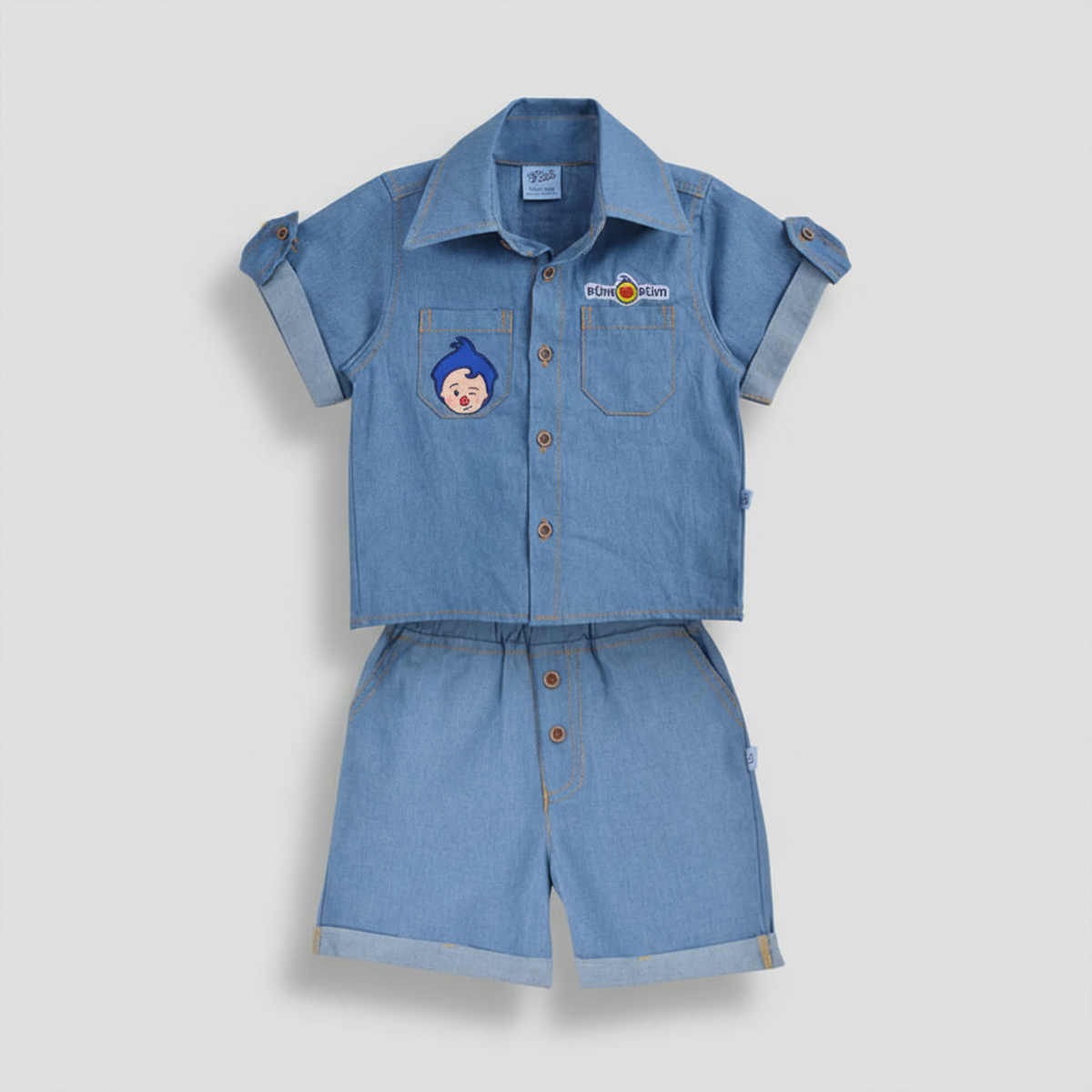 Conjunto de mezclilla con bordado de Payasito | CONB0006P02 | Tallas 1-2-3