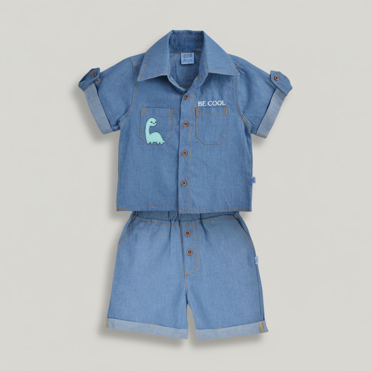Conjunto de mezclilla con bordado de Dinosaurio | CONB0006P01 | tallas 1-2-3