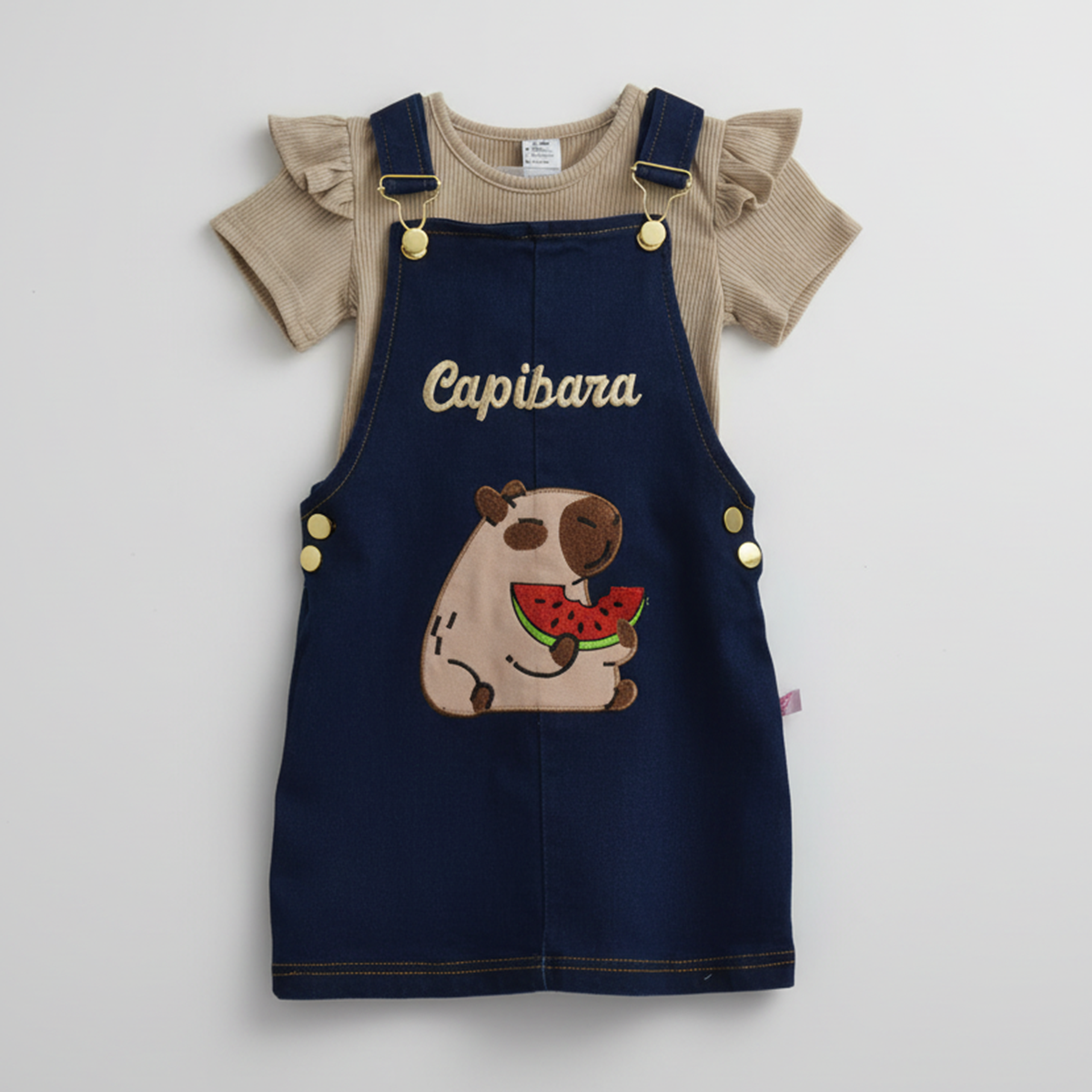 Jumper de mezclilla con playera y bordado de capibara | JUNI0002P04 | tallas ch-m-gr