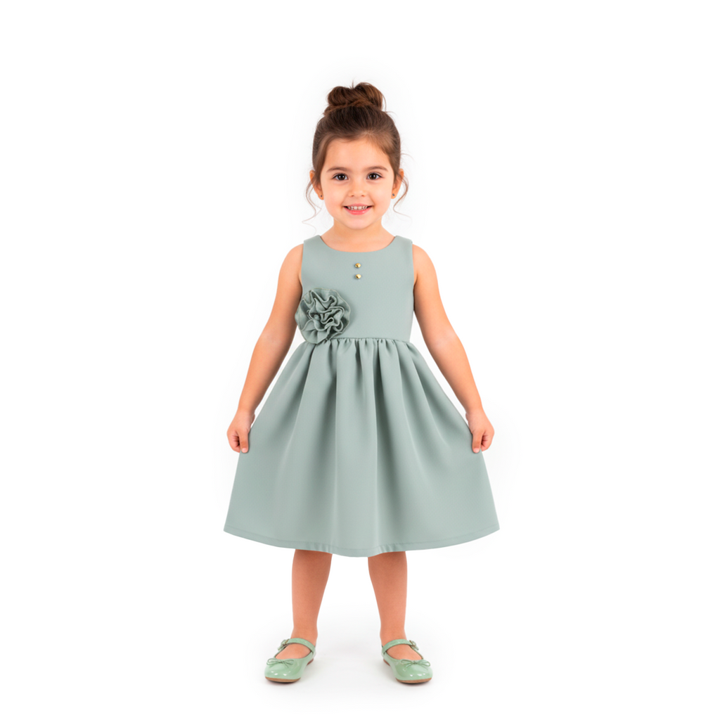 Vestido con moño y botones • BARBIE 13 •  tallas 1-2-3 • VEBB0123
