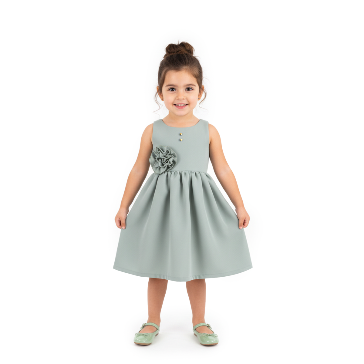 Vestido con moño y botones • BARBIE 13 •  tallas 1-2-3 • VEBB0123