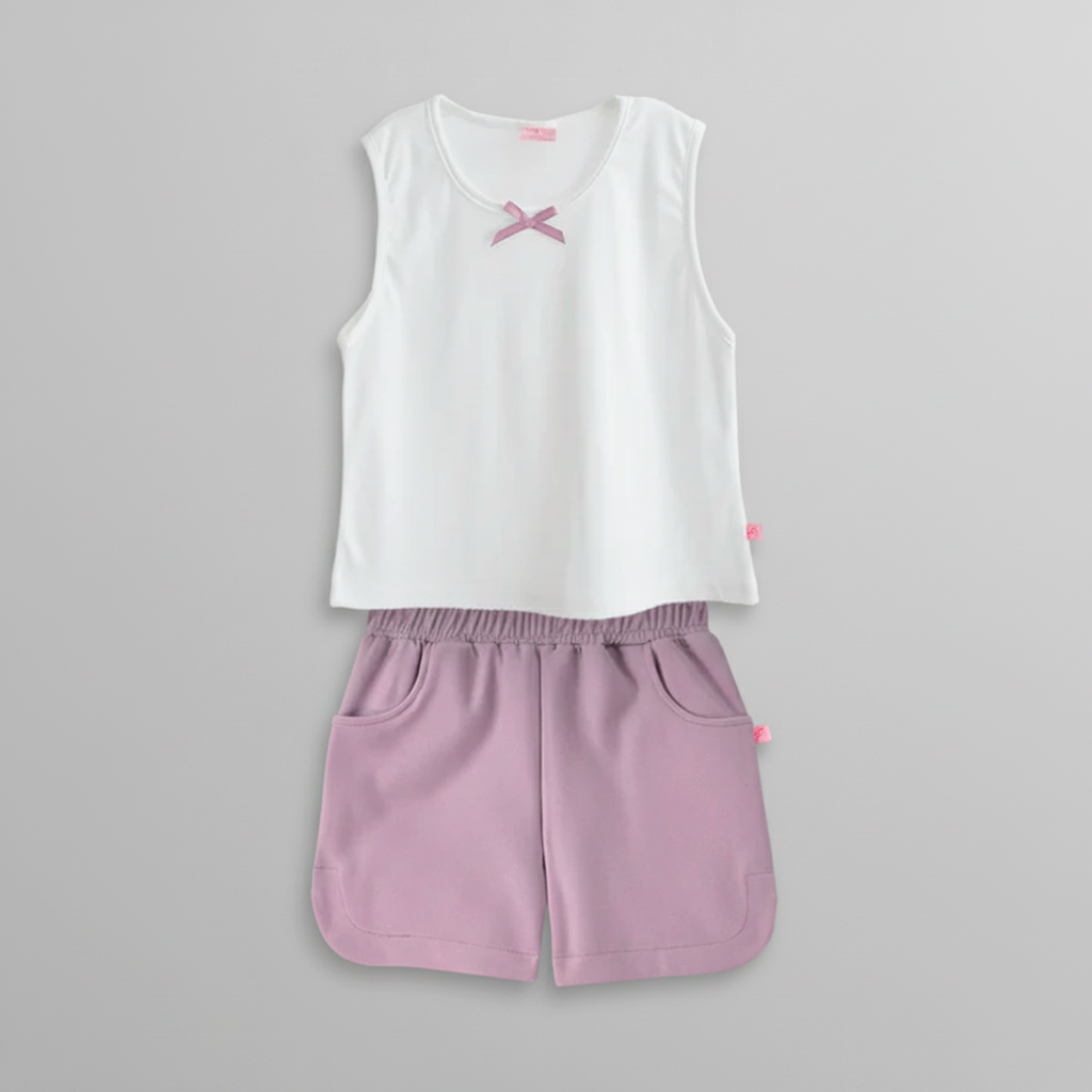 Conjunto Sort Básico con bolsillos y blusa con moño • ARIANA 8 • tallas 12-14-16 • COJU0007