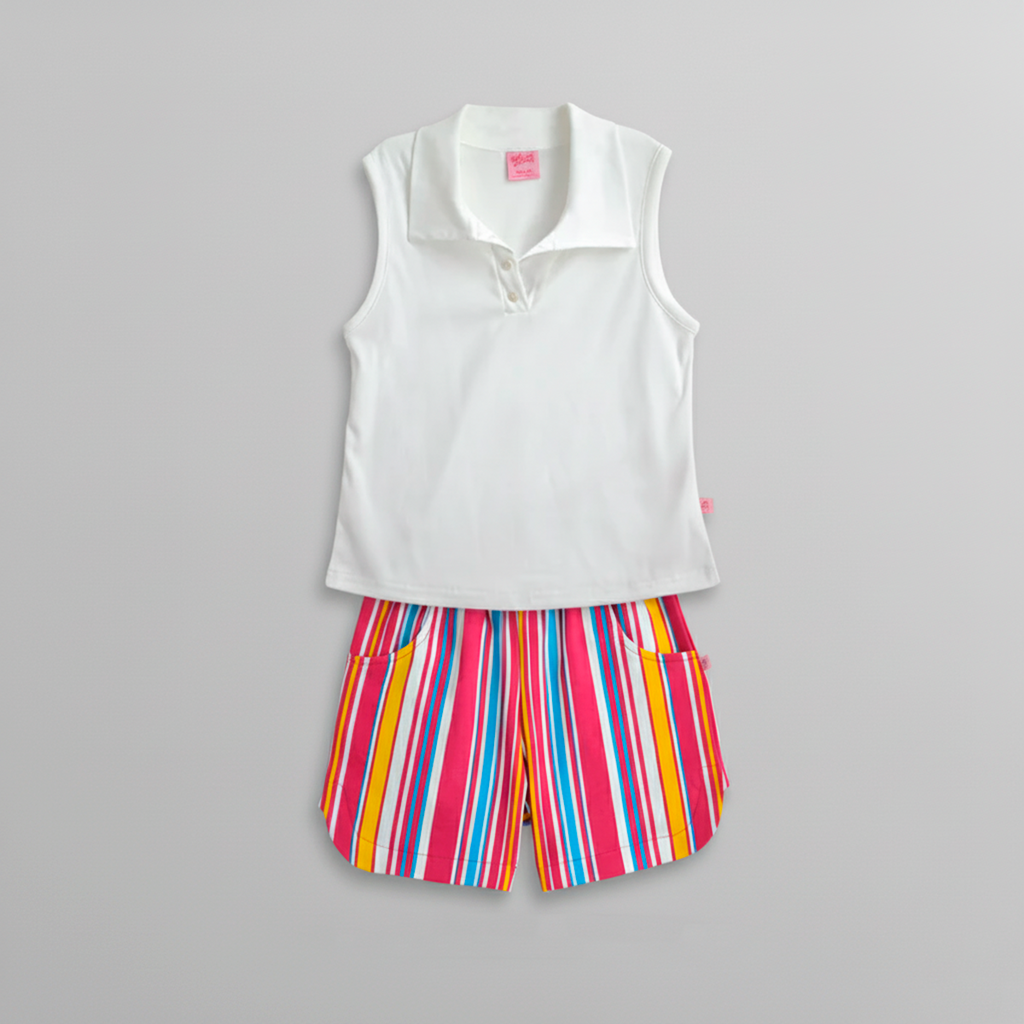 Conjunto de short rayado con blusa • ACAPULCO 1 • tallas 12-14-16  • COJU0006