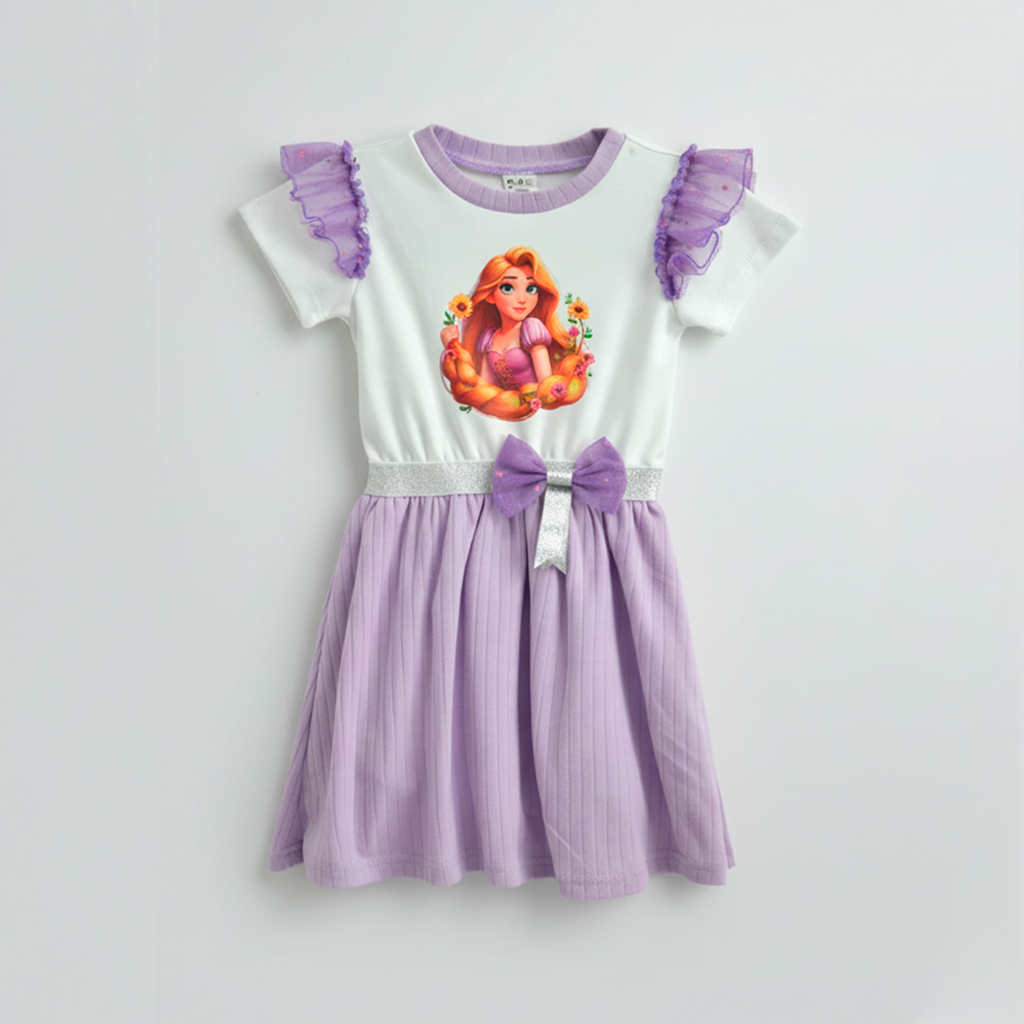Vestido casual con personaje de princesa de cabello largo • NANI 8 • tallas 1-2-3  • VEBB0132P01