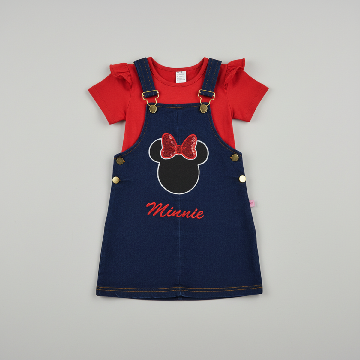 Jumper de mezclilla con playera y bordado de Ratoncita | JUBB0002P04 | tallas 1-2-3