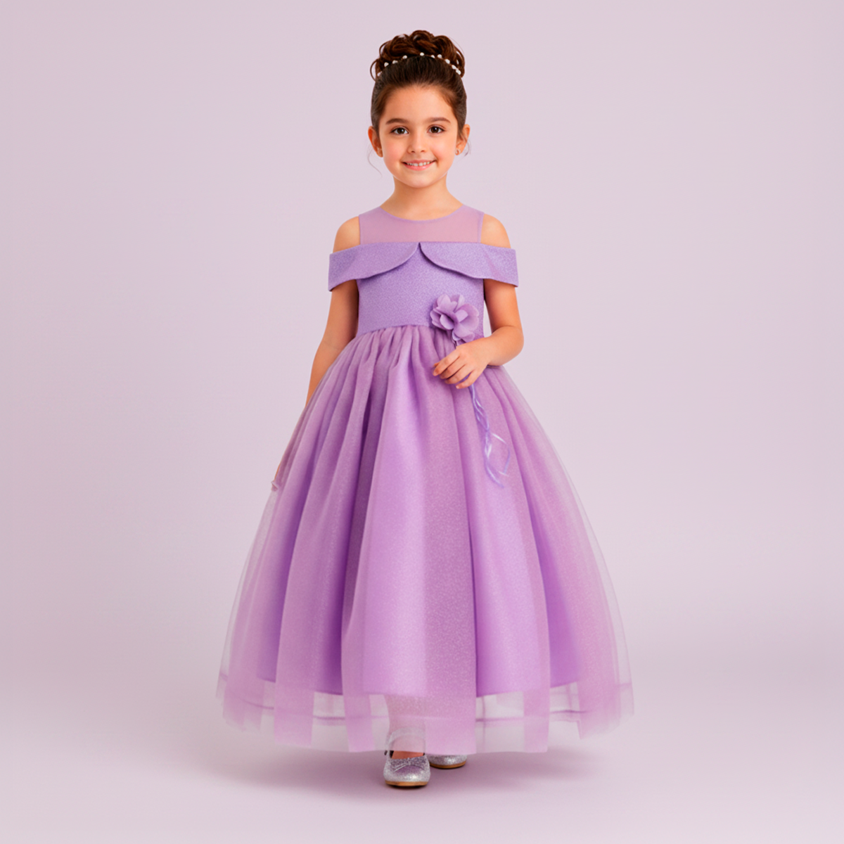 Vestido de Gala con tul sparkle • VALERIA 4 •  tallas xch-ch-m-gr-xg • VENI0201