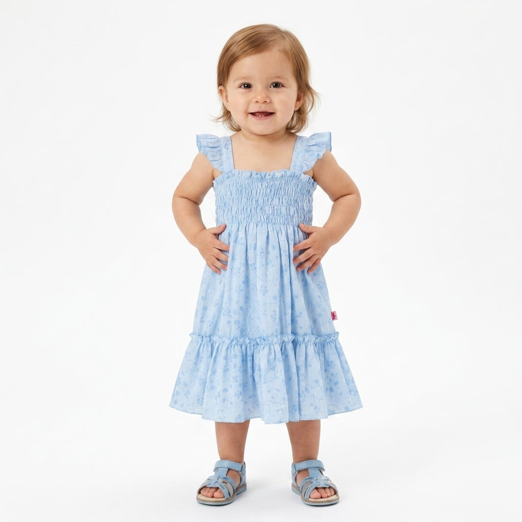 Vestido flores con olanes en hombros • PATY 1 • tallas 1-2-3 • VEBB0153B