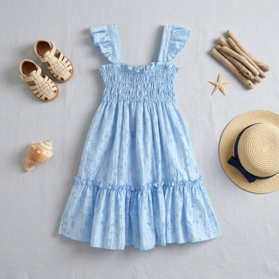 Vestido flores con olanes en hombros • PATY 1 • tallas 1-2-3 • VEBB0153B