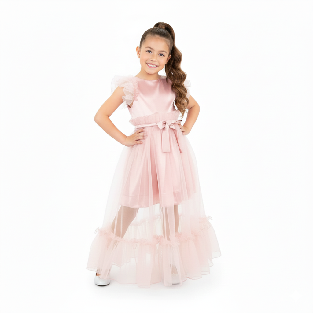 Vestido de ceremonia con caída Niña Flory VENI0145