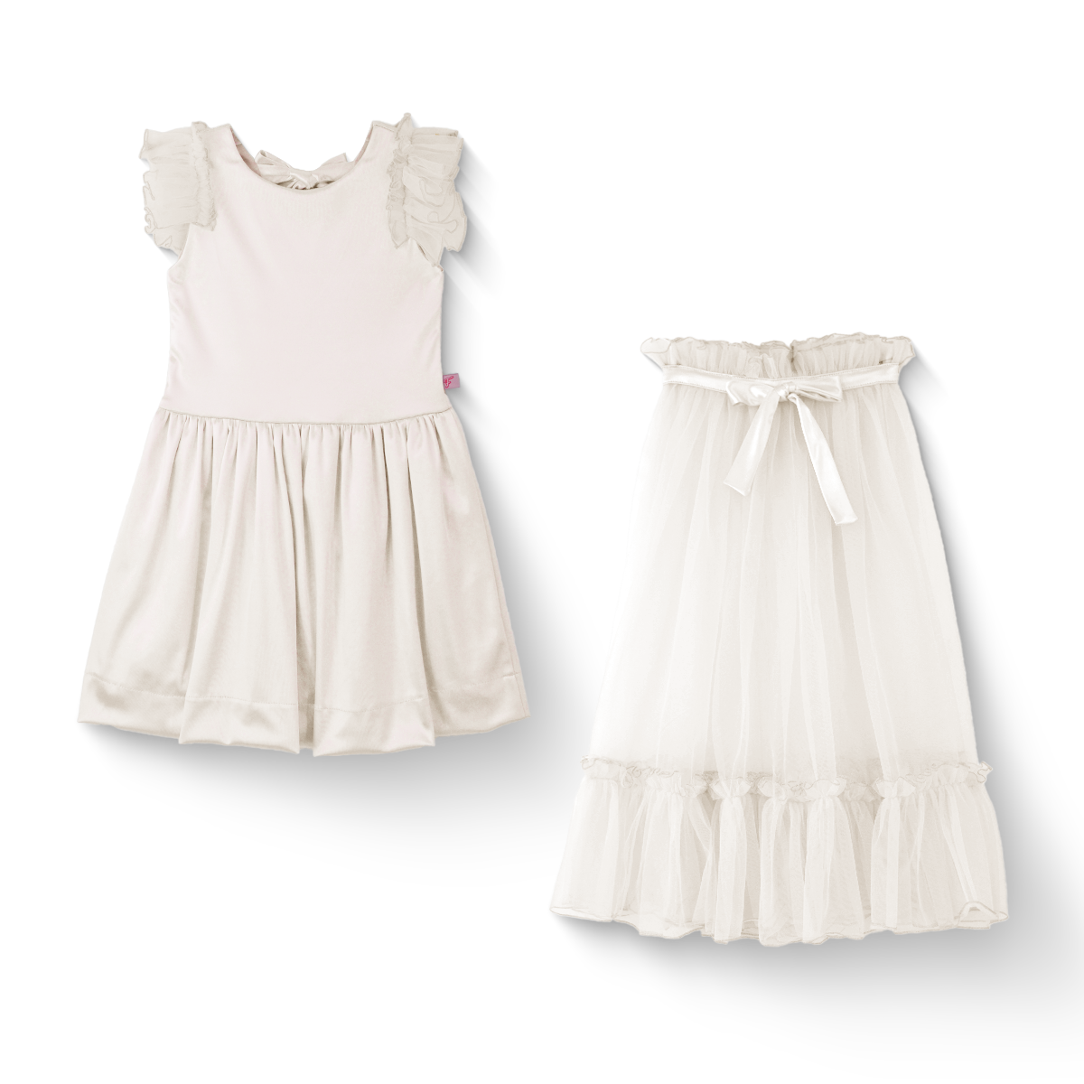 Vestido de ceremonia con cauda desmontable Niña Flory VENI0145