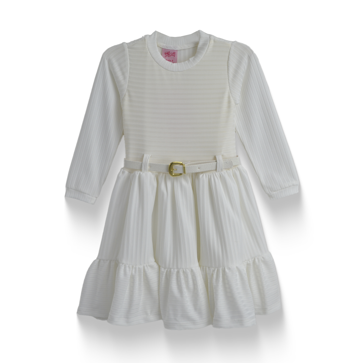 Vestido a rayas con cinturón Bebé Flory VEBB0131