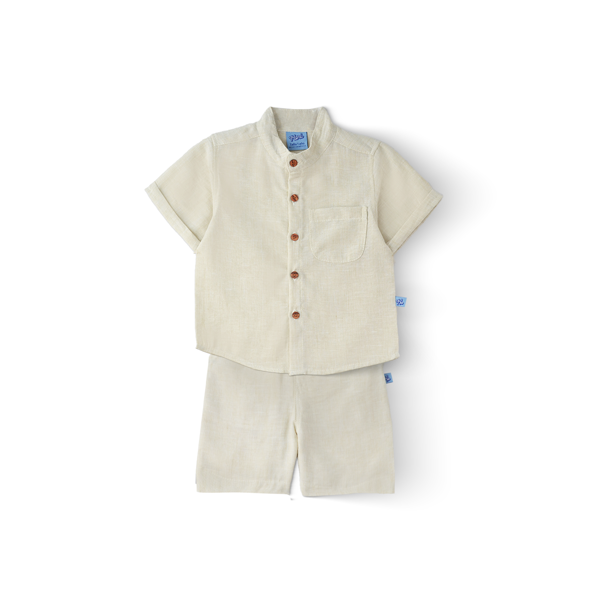 Conjunto de lino de camisa con botones y short niño bebé Heri CONB0004