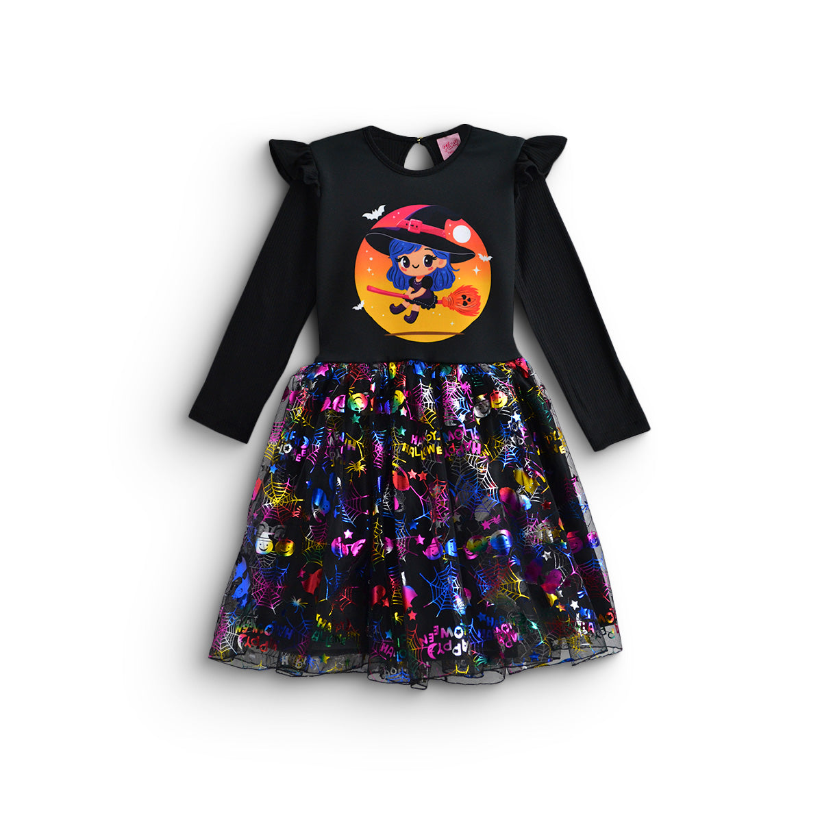 Vestido disfraz de brujita con sombrero Niña Flory VENI0183