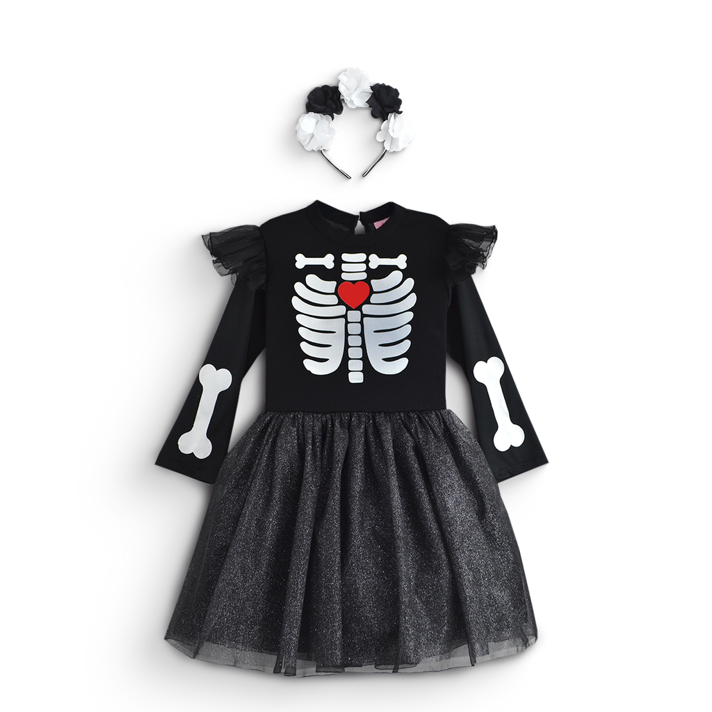 Vestido Huesos con Diadema • 4 a 11 años • Halloween Huesos 2