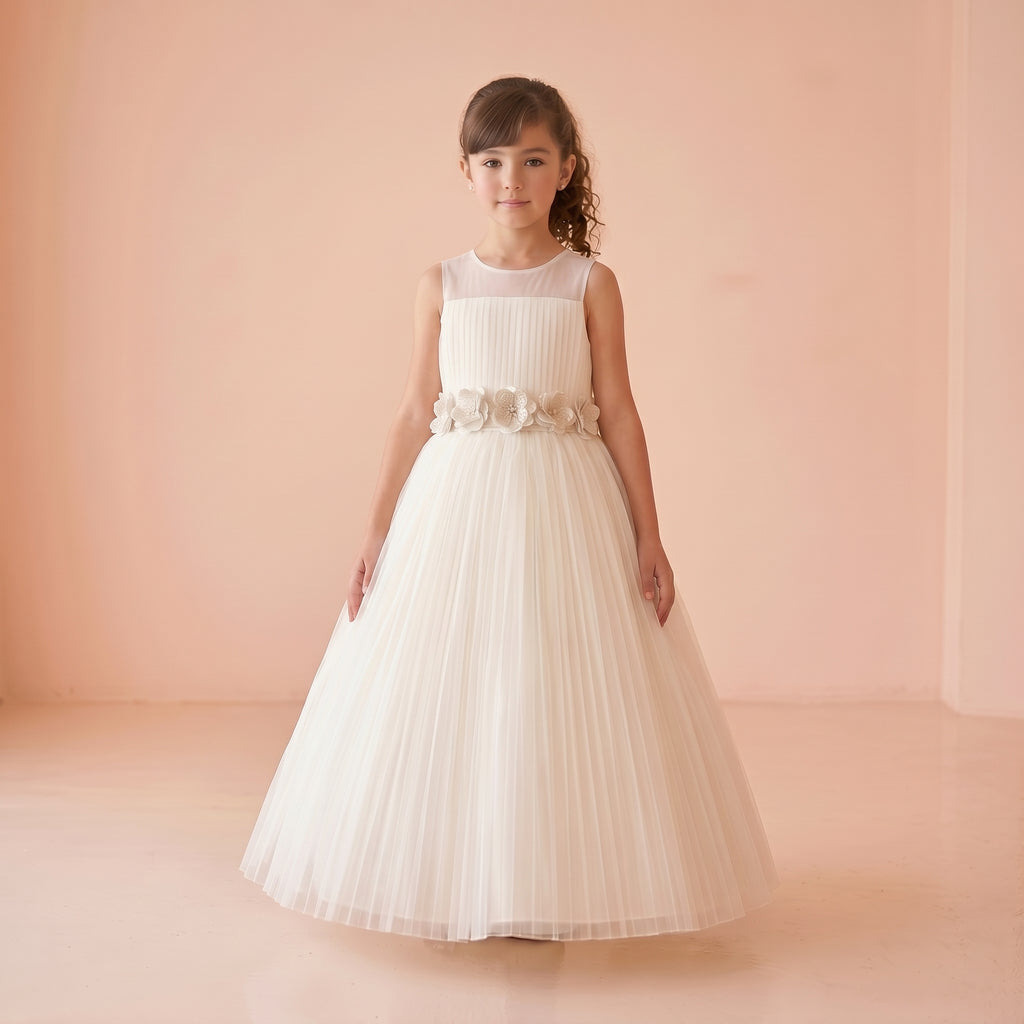 Vestido de Gala con tul y cinta con flores • 4 a 12 años • Valeria 6
