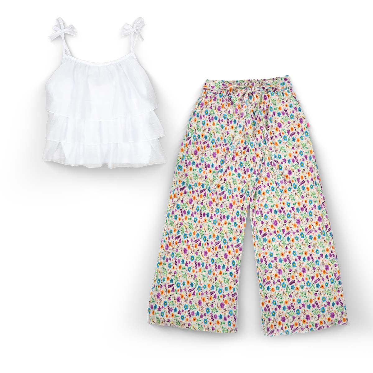 Conjunto blusa pantalón estampado de flores juvenil FLORY COJU0003