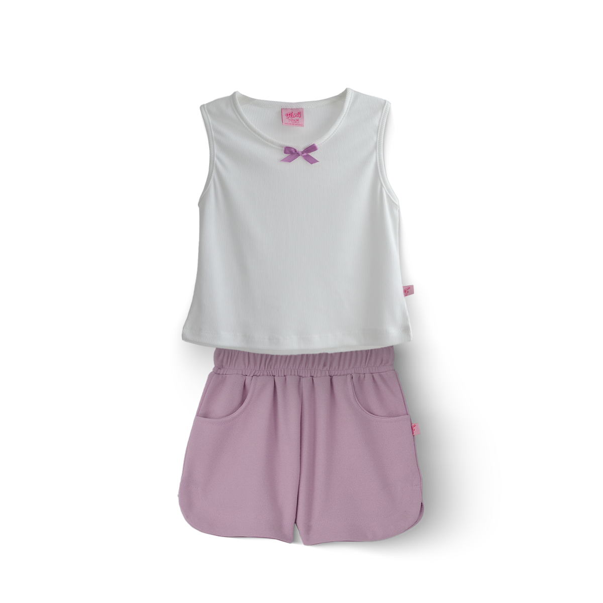 Conjunto de Short con bolsillos y blusa con moño Niña  CONI0037 Flory