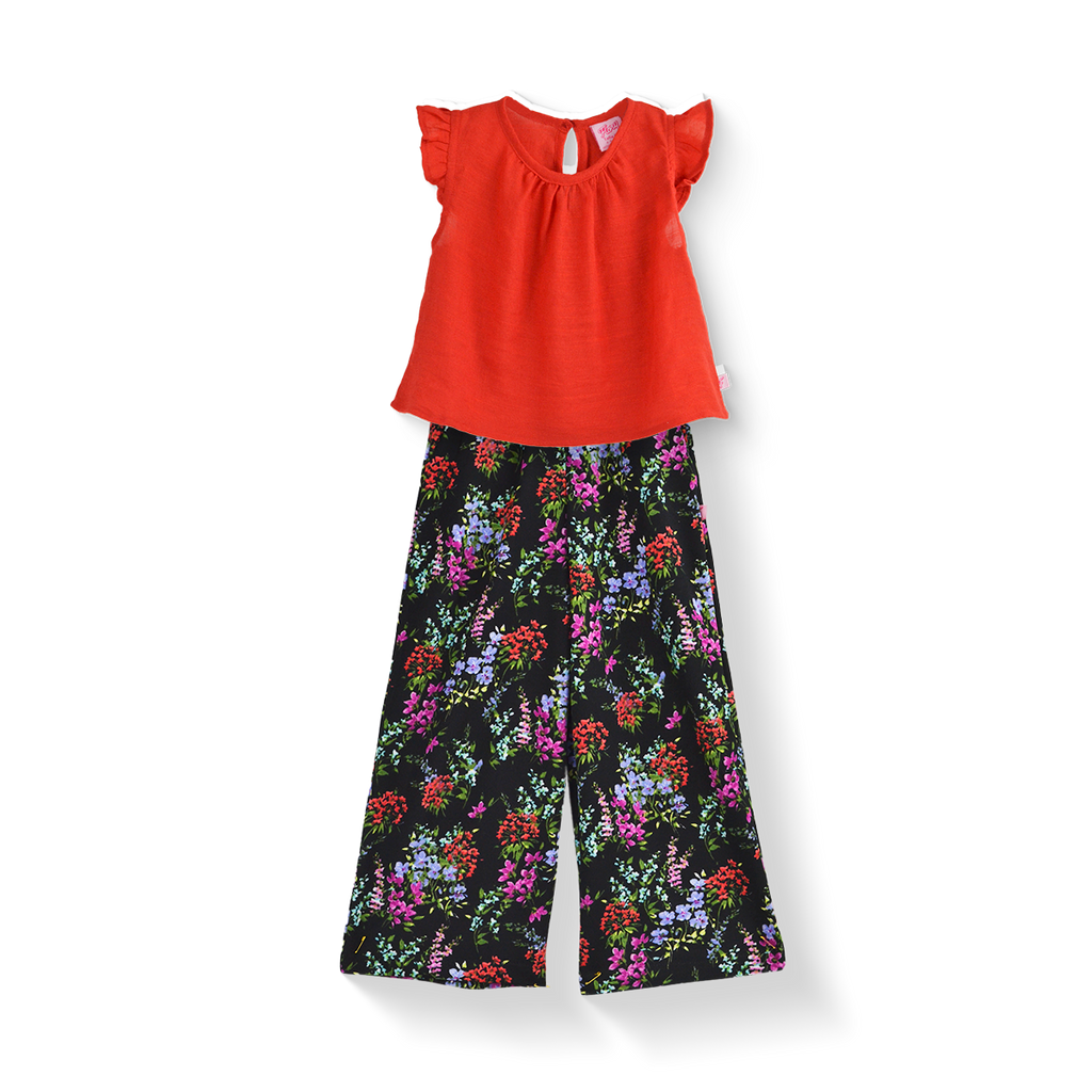 Conjunto de blusa de olanes y pantalón floreado • ARIANA 12 •  tallas ch-m-gr • CONI0044C
