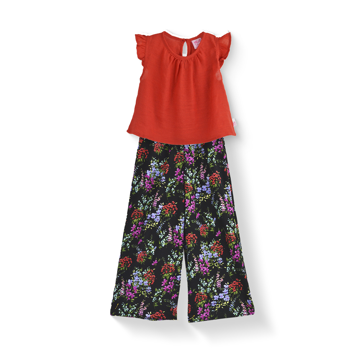 Conjunto de blusa de olanes y pantalón floreado • ARIANA 12 •  tallas ch-m-gr • CONI0044C