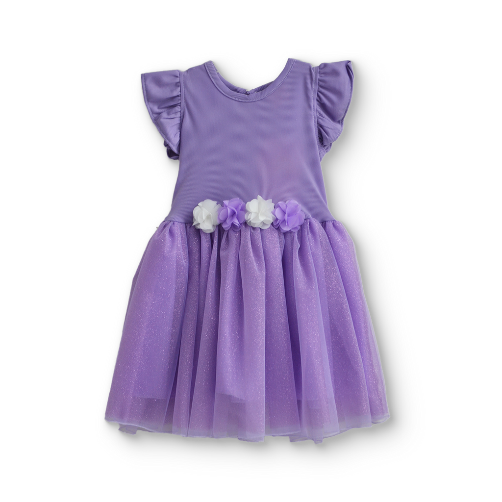 Vestido rib con manga mariposa y falda | VEBB0106 | tallas 1-2-3