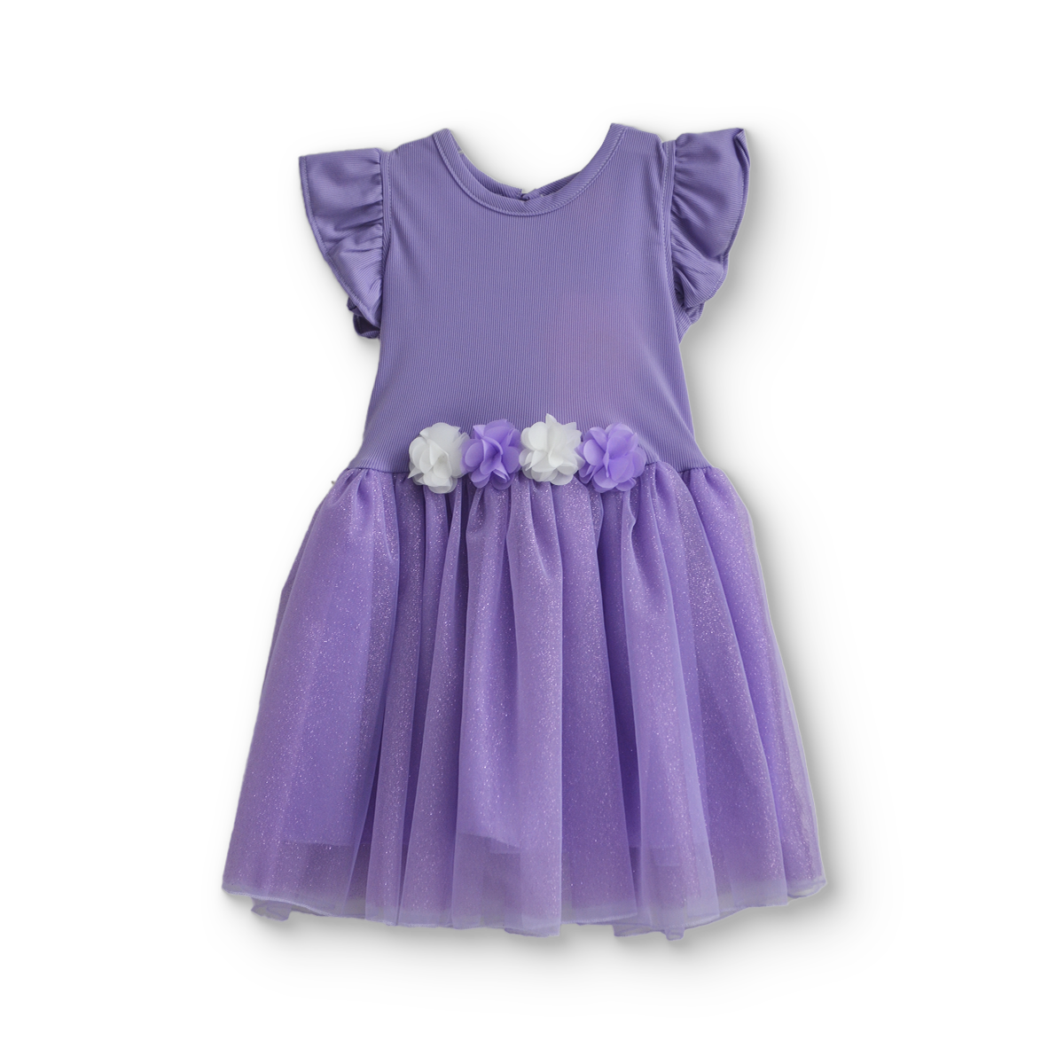 Vestido rib con manga mariposa y falda bebé Flory VEBB0106