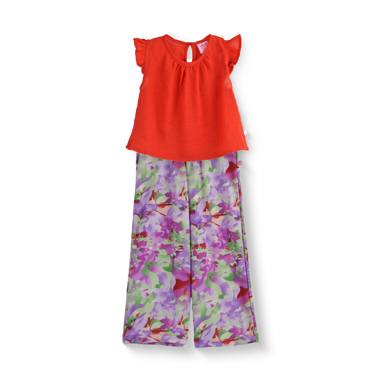 Conjunto de blusa de olanes y pantalón floreado •  ARIANA 12 • tallas ch-m-gr • CONI0044D
