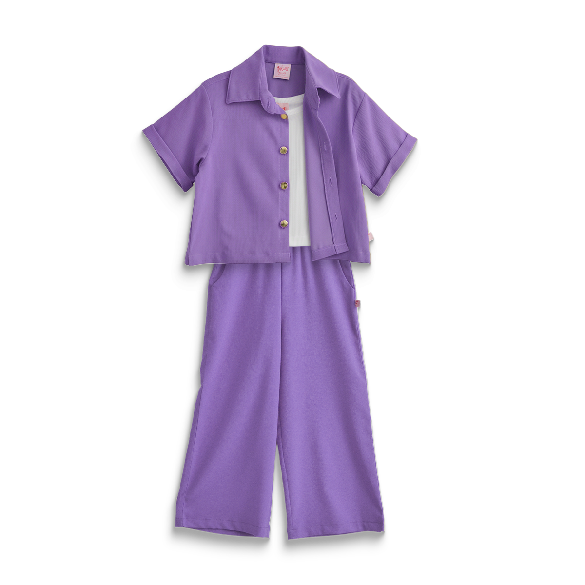 Conjunto de tres piezas con botones para niña Flory CONI0040