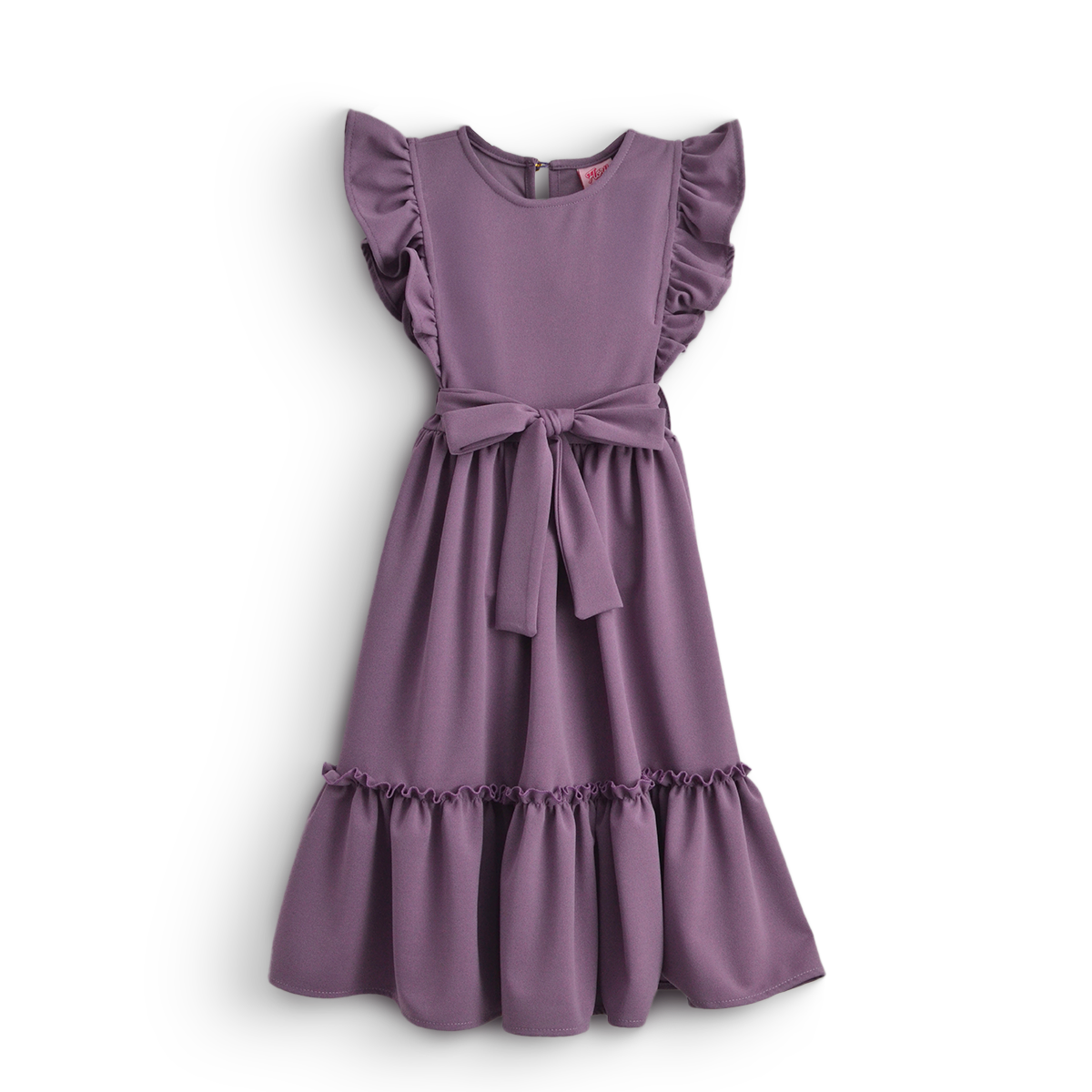 Vestido con olanes y moño en cintura | VENI0204 | tallas ch-m-gr-xg