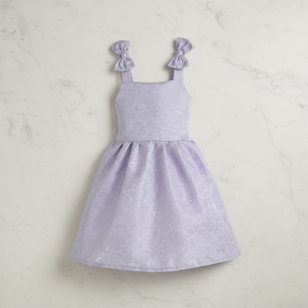Vestido de satín floredo con moño • ELENA 4 • tallas 1-2-3 • VEBB0154