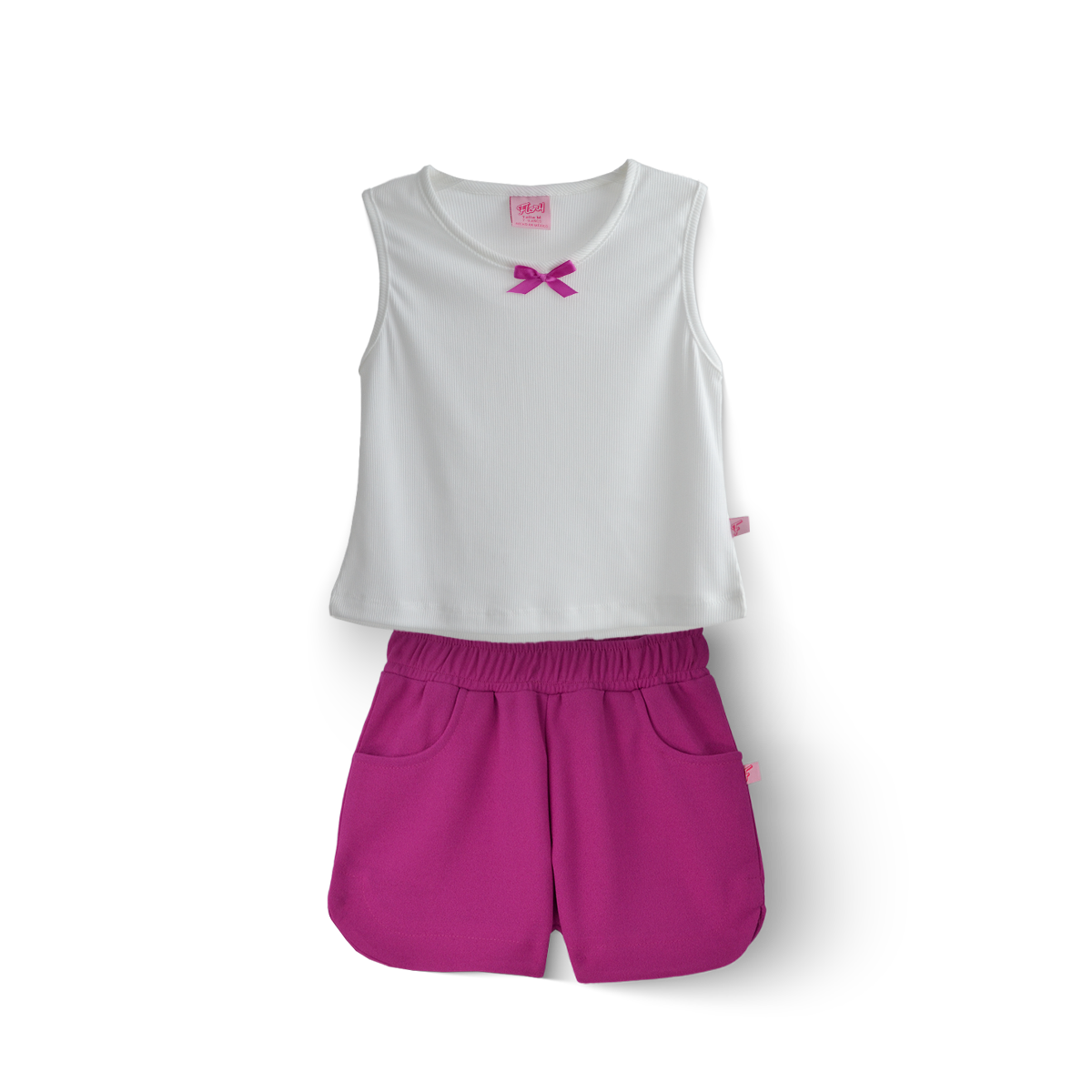 Conjunto de Short con bolsillos y blusa con moño Niña  CONI0037 Flory
