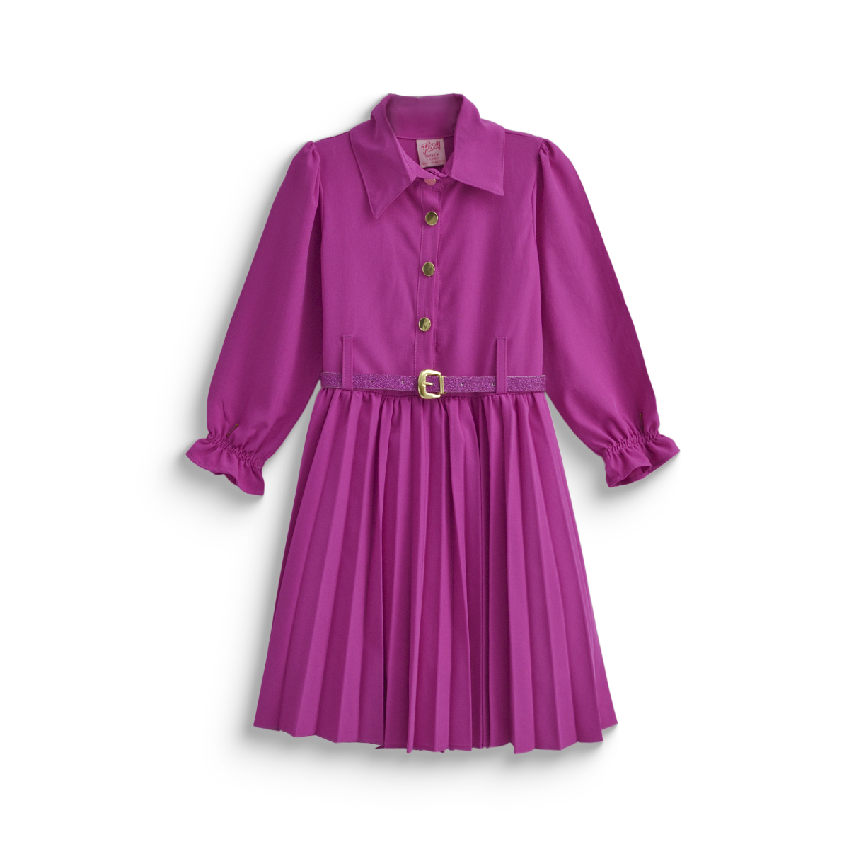 Vestido tableado con cinturón niña FLORY VENI0117