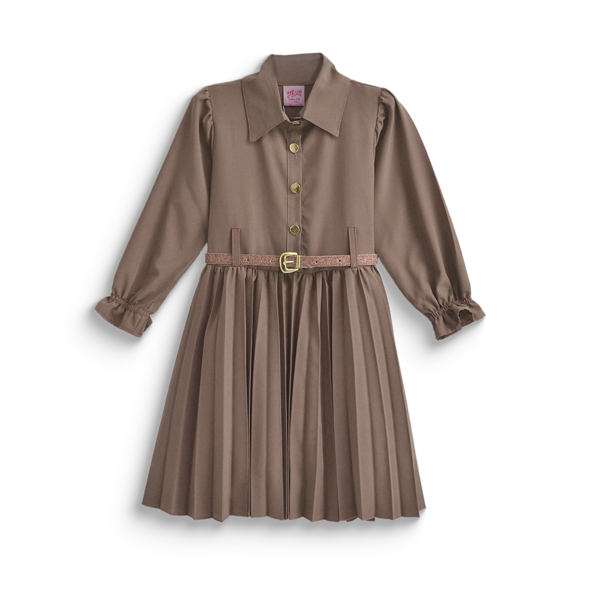 Vestido tableado con cinturón niña FLORY VENI0117